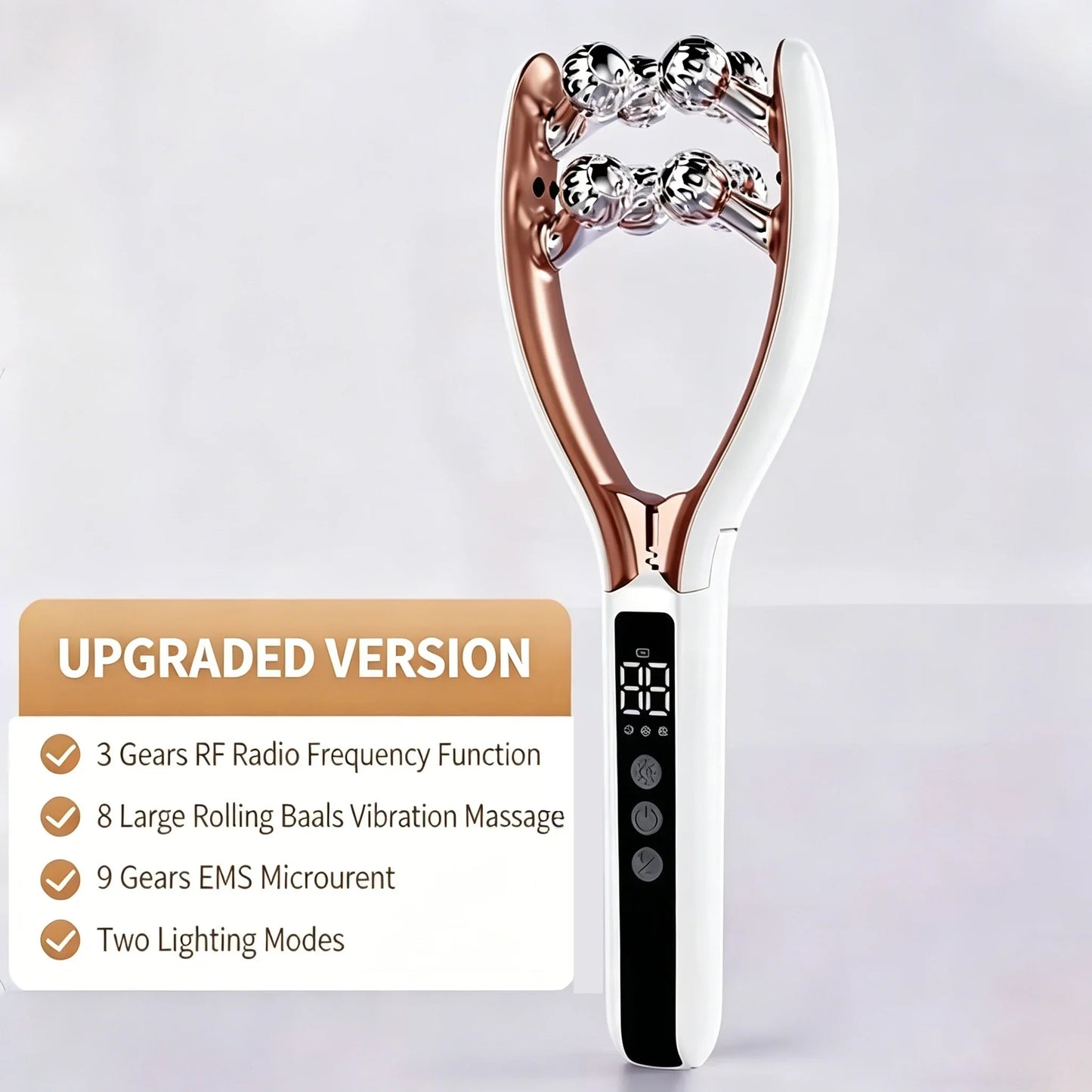 Facial and neck massager, microcurrent V-shaped lifting roller, red and blue light therapy, facial slimming vibration device GODSIGN