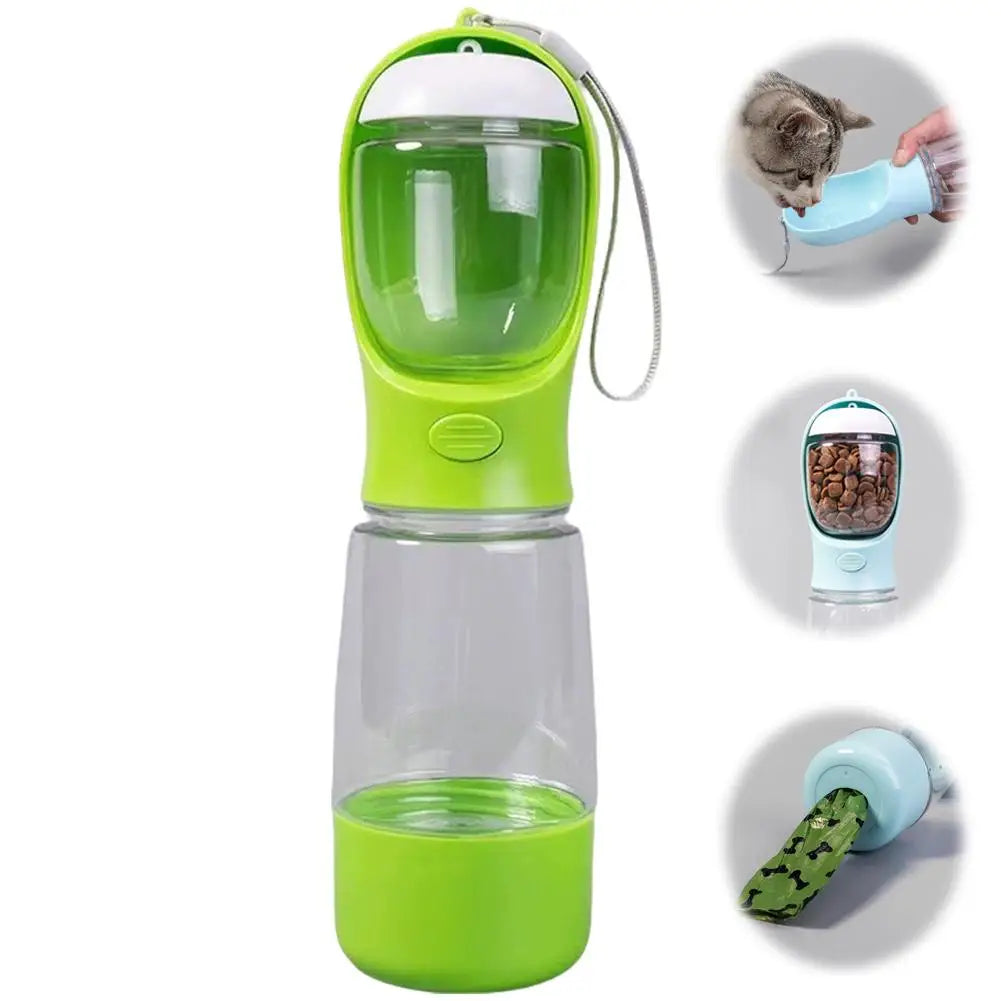 4-in-1 Dog Water Bottle & Food Container Portable Pet Feeder with Waste Bag Dispenser Leak-Proof Travel Mug for Outdoor Walking GODSIGN