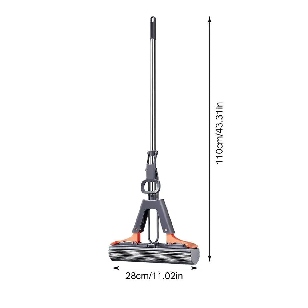 PVA Sponge Roller Mop Squeeze Self-Draining Mop With Adjustable Handle No-Wash Lazy Mop Reusable Sponge Home Floor Cleaning Tool GODSIGN