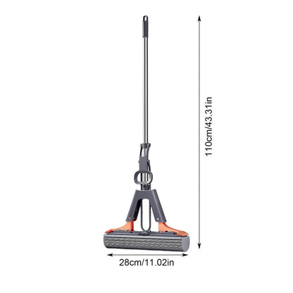 PVA Sponge Roller Mop Squeeze Self-Draining Mop With Adjustable Handle No-Wash Lazy Mop Reusable Sponge Home Floor Cleaning Tool GODSIGN