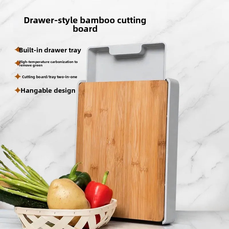 Modern Simple Style Bamboo Cutting Board Anti-Slip Home Kitchen Utensils Drawer Type Vegetable And Fruit Cutting Boards GODSIGN