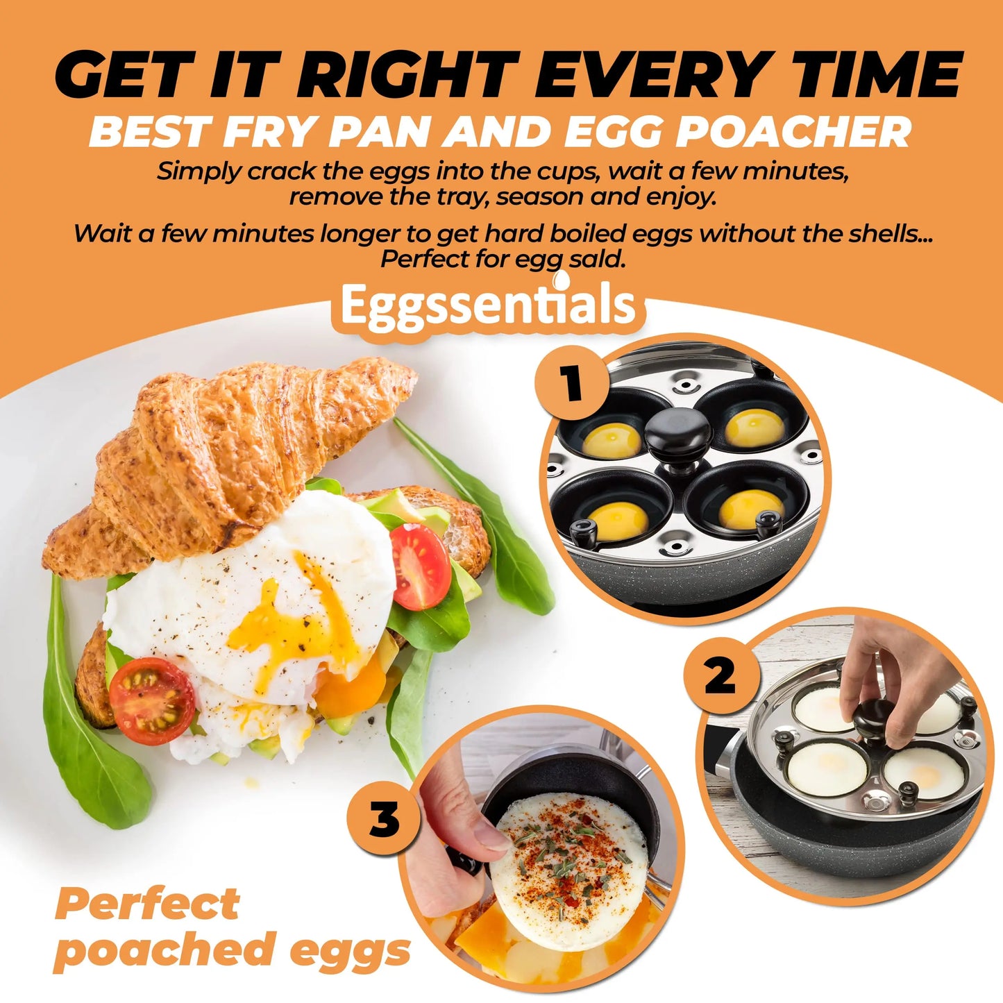 Egg Poacher Pan Stainless Steel Poached Egg Maker with 6 Nonstick Silicone Egg Poacher Cup and Spatula for Breakfast Steamed Egg GODSIGN