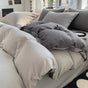 Ins Style Solid Color Duvet Cover Set Washed Cotton Bedclothes Comforter Cover Pillowcase Soft Bedding Sets Quilt Covers 220x240 GODSIGN