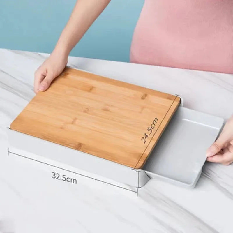 Modern Simple Style Bamboo Cutting Board Anti-Slip Home Kitchen Utensils Drawer Type Vegetable And Fruit Cutting Boards GODSIGN