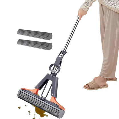 PVA Sponge Roller Mop Squeeze Self-Draining Mop With Adjustable Handle No-Wash Lazy Mop Reusable Sponge Home Floor Cleaning Tool GODSIGN