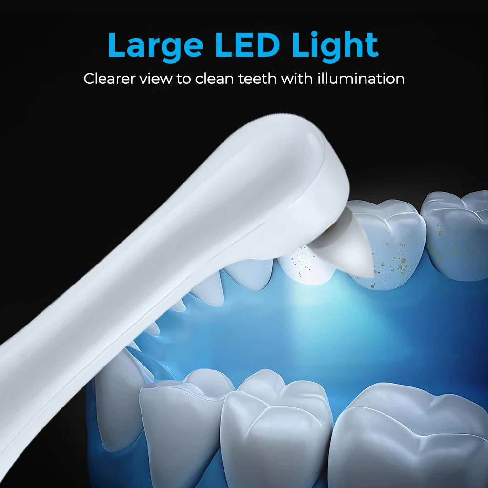 Electric Tooth Polisher Teeth Whitening Cleaner 5 Speed Modes with 6 Brush Heads LED Light Plaque Dental Tartar Remover GODSIGN