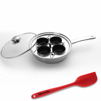 Egg Poacher Pan Stainless Steel Poached Egg Maker with 6 Nonstick Silicone Egg Poacher Cup and Spatula for Breakfast Steamed Egg GODSIGN