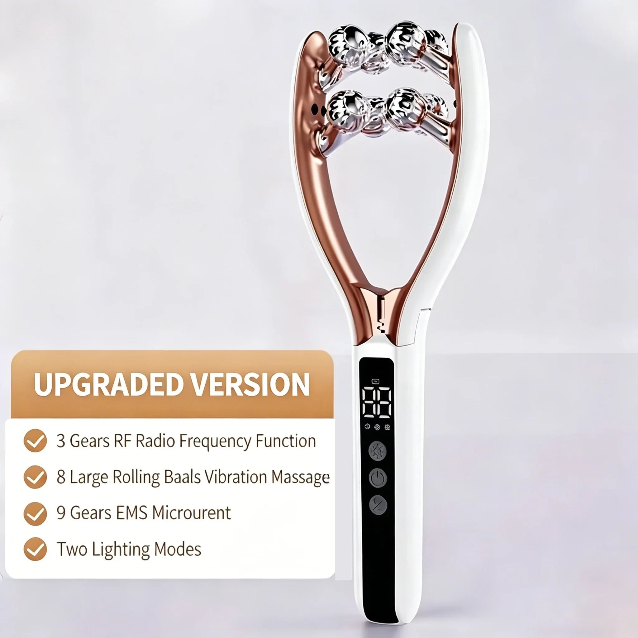 Facial and neck massager, microcurrent V-shaped lifting roller, red and blue light therapy, facial slimming vibration device GODSIGN