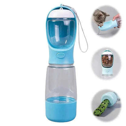 4-in-1 Dog Water Bottle & Food Container Portable Pet Feeder with Waste Bag Dispenser Leak-Proof Travel Mug for Outdoor Walking GODSIGN