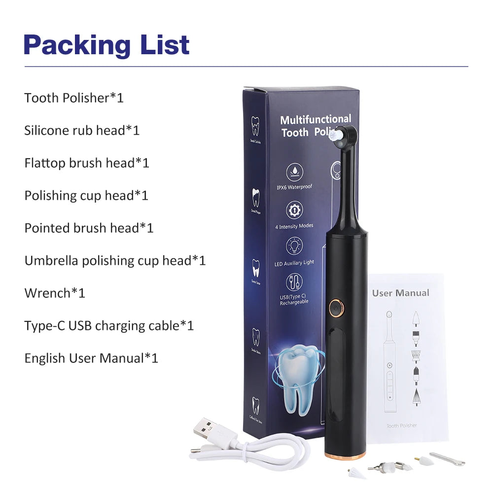 Electric Tooth Polisher 4 Modes Dental Tartar Remover Plaque Stains Cleaning Teeth Whitening Cleaner Tool Calculus Removal GODSIGN