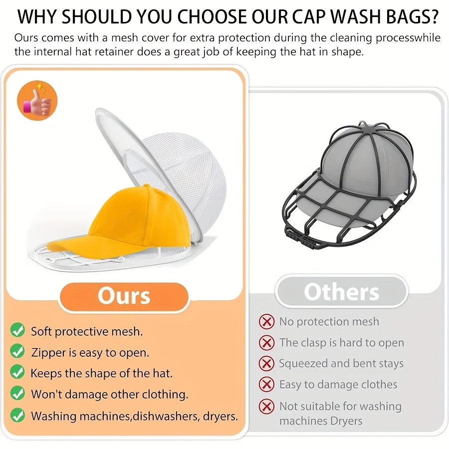 Washing machine cap cleaning cage, cap washer with mesh bag, baseball cap cleaning cap ,suitable for cleaning various hats GODSIGN