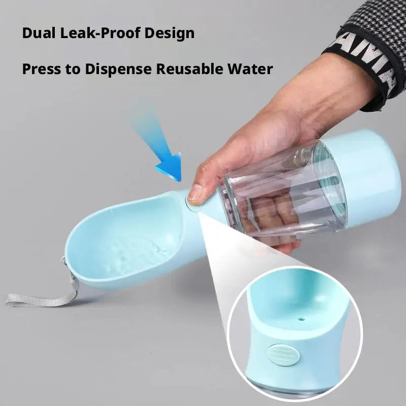 4-in-1 Dog Water Bottle & Food Container Portable Pet Feeder with Waste Bag Dispenser Leak-Proof Travel Mug for Outdoor Walking GODSIGN
