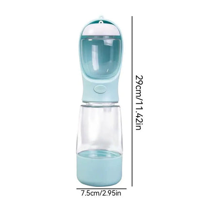 4-in-1 Dog Water Bottle & Food Container Portable Pet Feeder with Waste Bag Dispenser Leak-Proof Travel Mug for Outdoor Walking GODSIGN