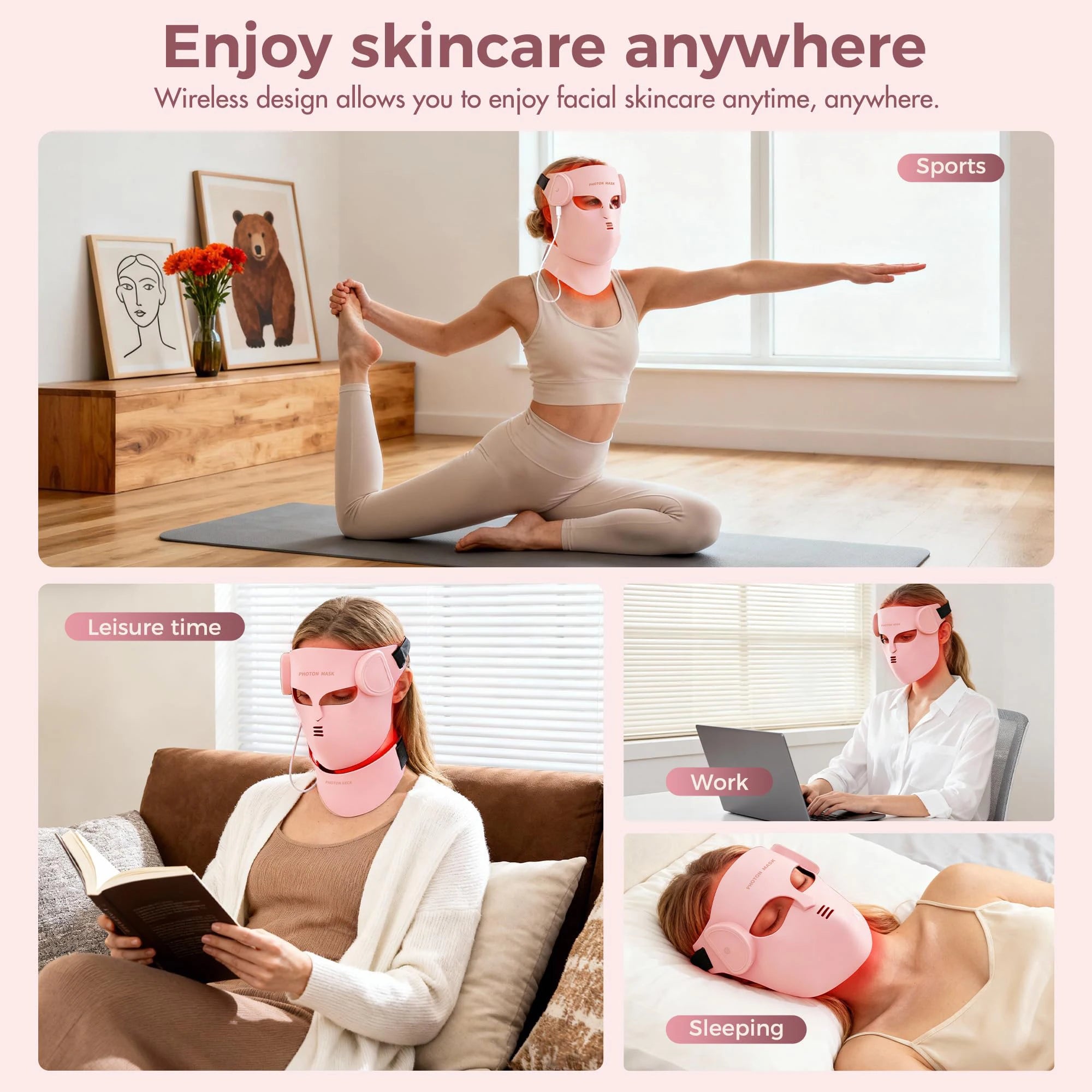 Soft Portable Led Facial Mask 8 Color LED Red Light Therapy for Acne Treatment Skin Rejuvenation Skin Care Face Mask GODSIGN